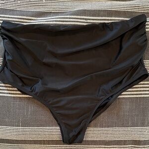 Maternity: Black High-Waisted Swim Bottom